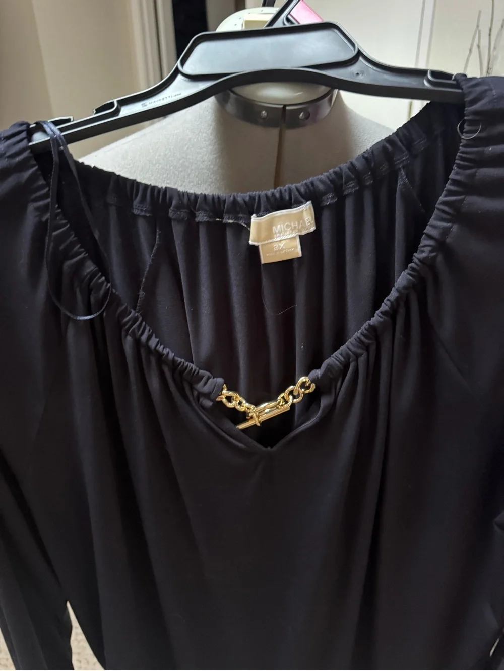 Michael Kors Women's Black Blouse Size 2X Throat Closure